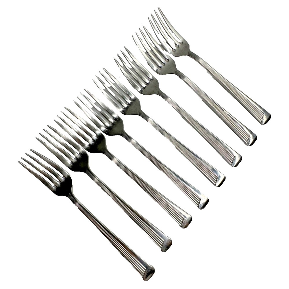 Fortunoff Stainless Flatware Set 8 Dinner Forks Ridged Korea Replacement
